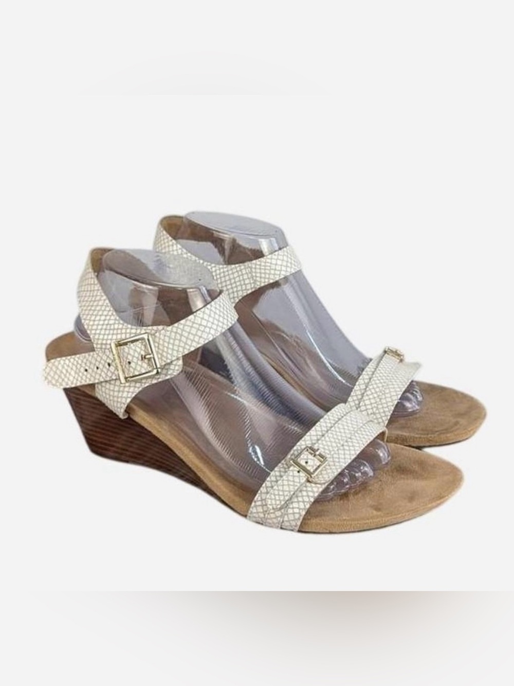 Vionic Laurie White Snakeskin Wedge Sandal Size 11